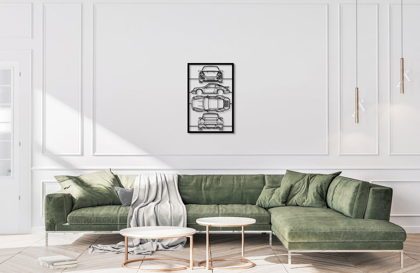 911 964 Turbo Metal Wall Art Frame Silhouette – MotorsHaus