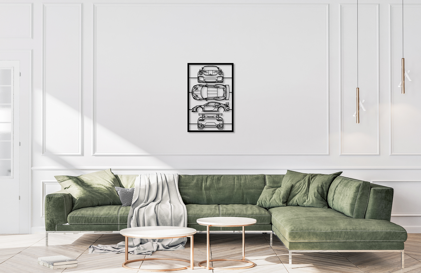 911 991 GT2 RS Metal Wall Art Frame Silhouette