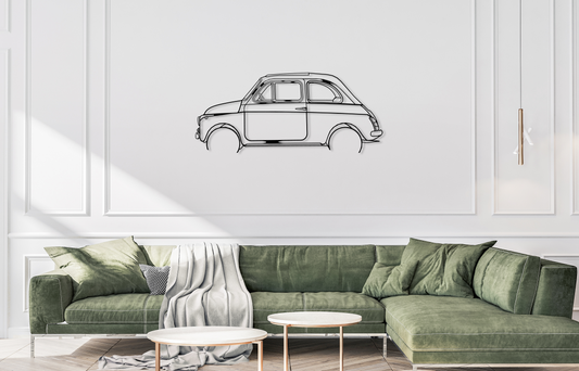 500 1969 595 ABARTH Metal Wall Art Silhouette