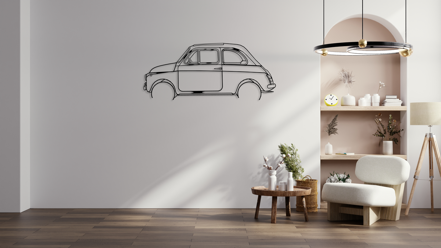 500 1969 595 ABARTH Metal Wall Art Silhouette