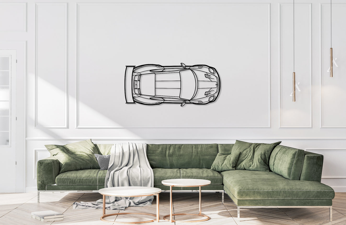 911 GT2 RS model 991 Metal Wall Art Top View