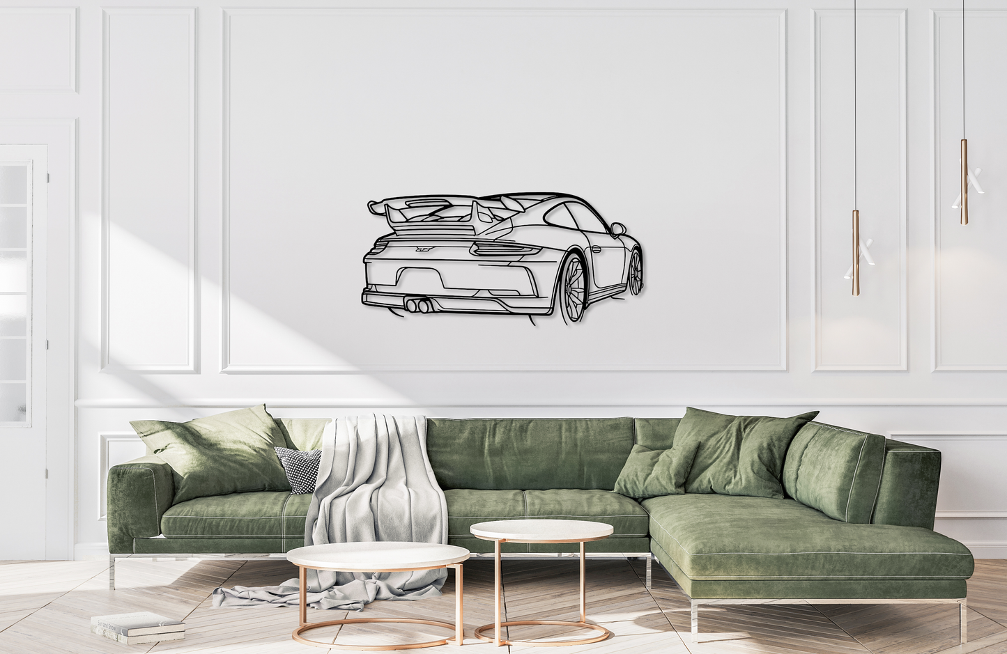 911 GT3 model 991 Metal Wall Art Back Angle