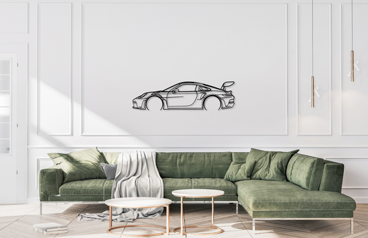 911 GT3 RS MODEL 992 Detailed Metal Wall Art Silhouette