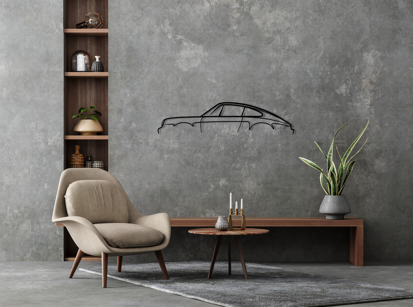 911 Turbo Model 930 Detailed Metal Wall Art Silhouette