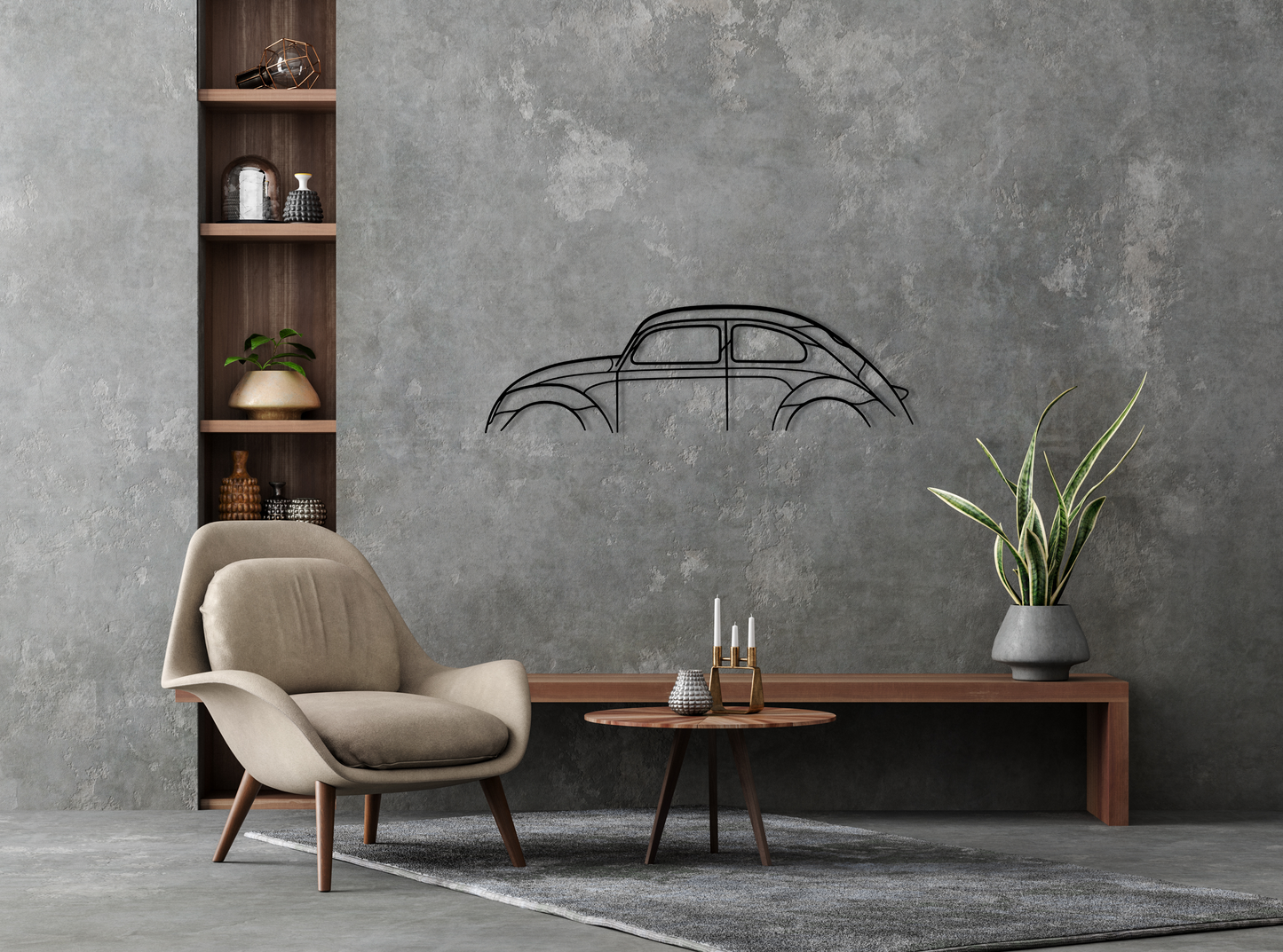 Beetle Classic Metal Wall Art Silhouette